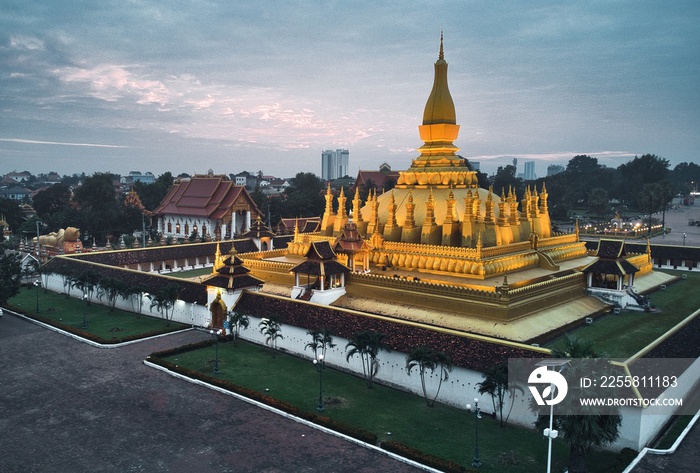 Golden Stupa at Vientiane Lao PDR, Called  That Luang  Landmark of Lao PDR