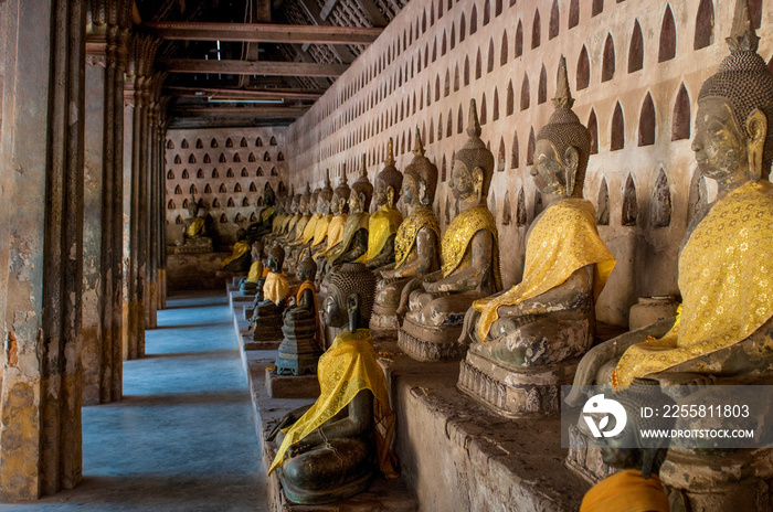 Row of Buddha statues, Wat Sisaket, Vientiane, Laos