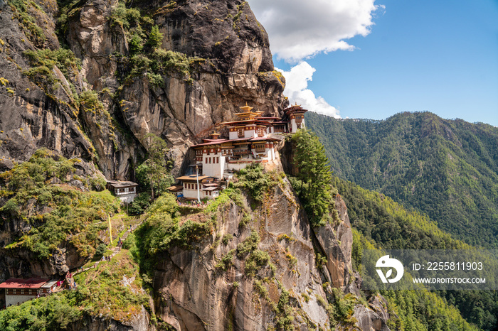 View of Taktsang Monastery or The Tiger’s Nest Monastery in Paro Bhutan