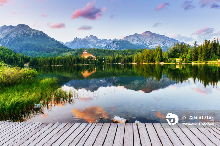 Lake Strbske pleso in High Tatras mountain, Slovakia