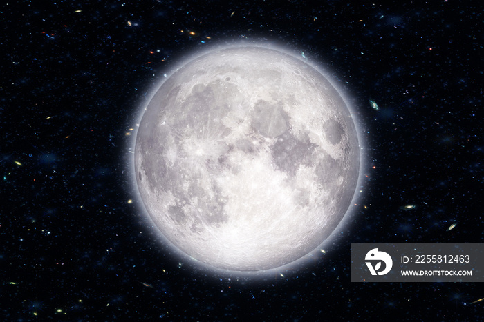 Super moon in the galaxy background, Elements of this image furnished by NASA