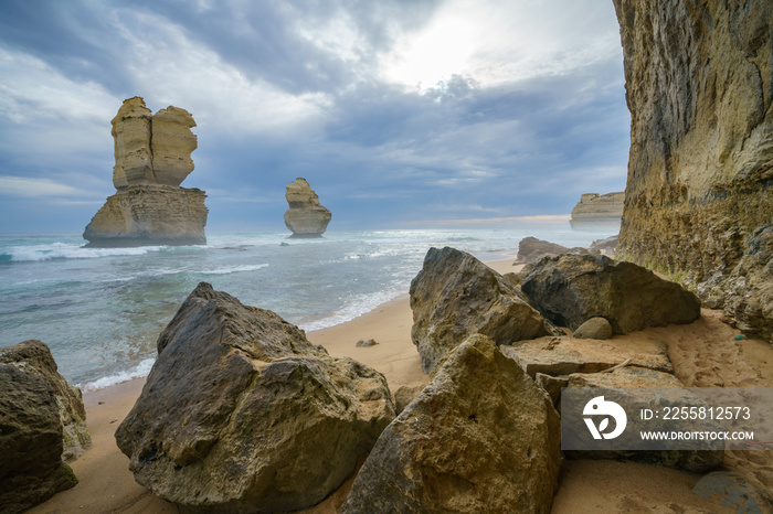 gibson steps  at sunset, twelve apostles, great ocean road in victoria, australia