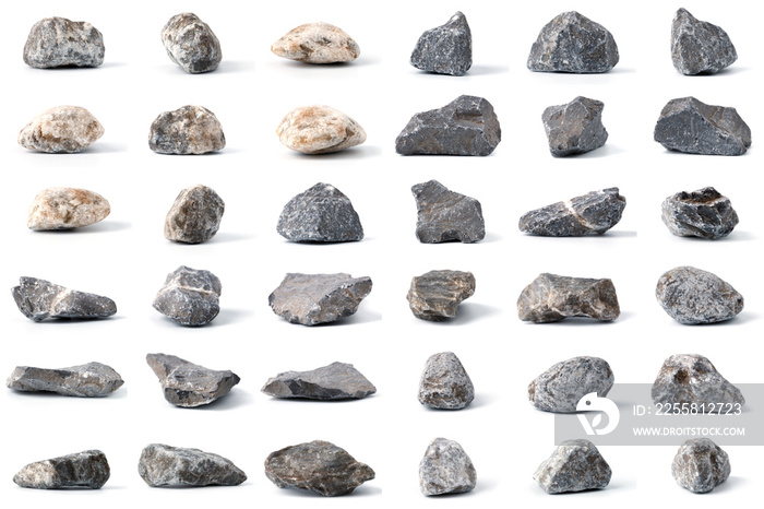 Group of Stones collection with soft shadow on white background.