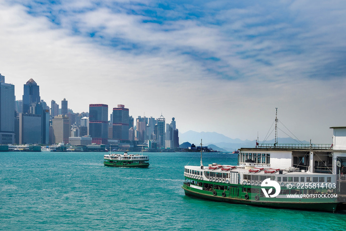 Hong Kong, star ferry terminal and skyline