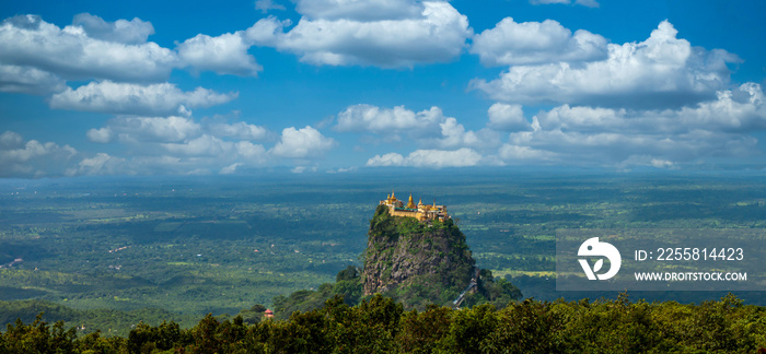 Mt.Popa os Mount Popa Myanmar, Beautiful buddhist Burmese landmark temple ancient building architecture in Asian, Burmese mythology ghost this place is the old volcano, Mandalay, Myanmar, Asia.