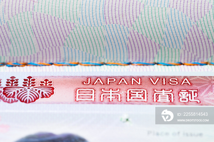 Close up of Japan Visa