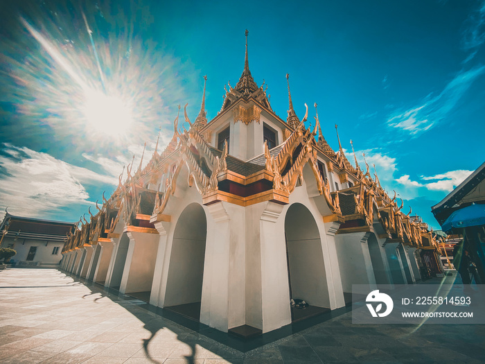 Loha Prasat temple in Bangkok old town in Thailand