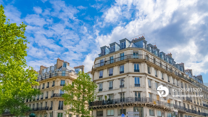 Paris, beautiful building, typical parisian facade near Chatelet