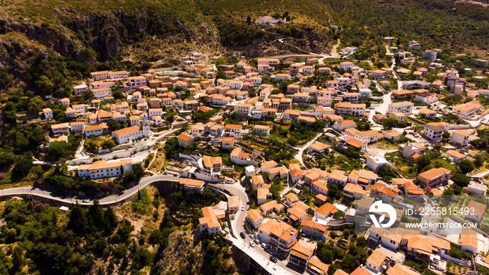 Aerial photo of the coastal village and the beach of Dhermi Albania