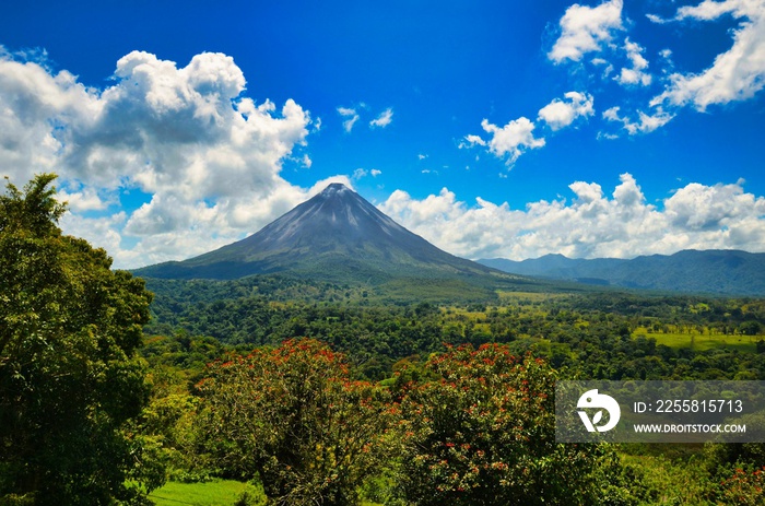 Landscape Panorama picture from Volcano Arenal next to the rainforest, Costa Rica. Travel in Central America. San Jose . High quality photo