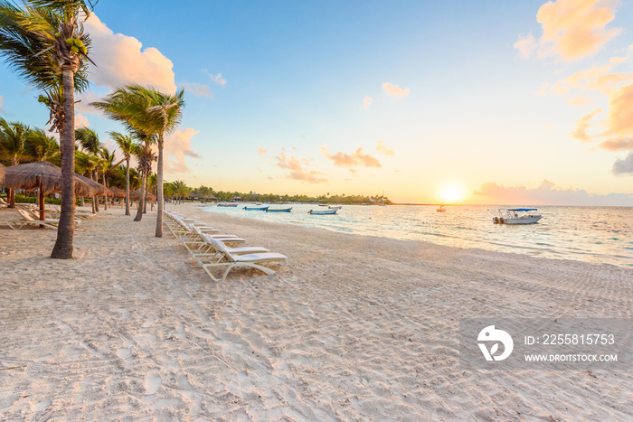 Akumal bay - Caribbean white beach in Riviera Maya, coast of Yucatan and Quintana Roo, Mexico