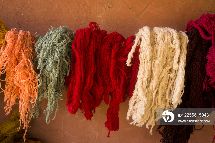 Material for the production of textile crafts in an indigenous community in Peru.