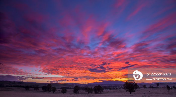 Beautiful sunrise over Westbrook/Glendonbook area ,near Singleton in the Hunter Valley of N.S.W. Australia.