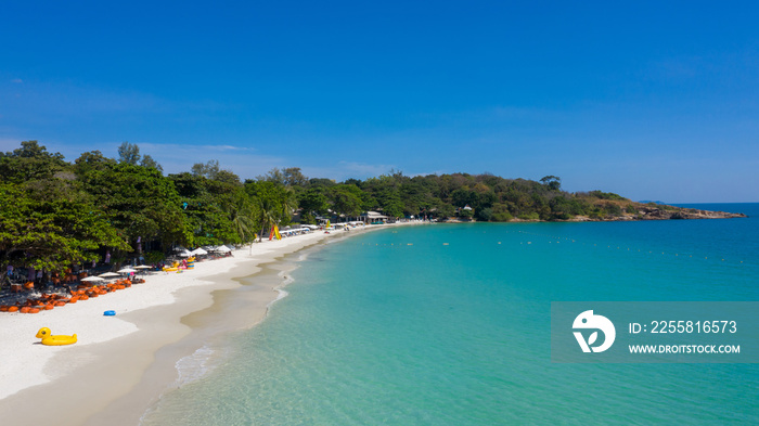 Aerial view Hat Sai Kaeo, Koh Samet is a beautiful island, perfect for relaxing on the beach in summer, Hat Sai Kaeo Beach, Ko Samet, Rayong