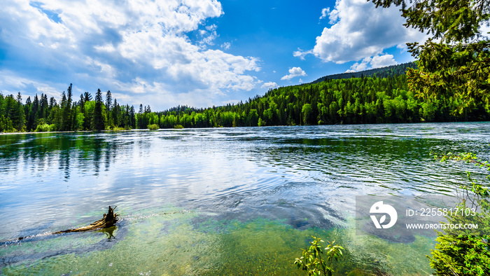 Clearwater Lake in Wells Gray Provincial Park, British Columbia, Canada . The lake is high up in the Cariboo Mountains and feeds the Clearwater River and then the Thompson River