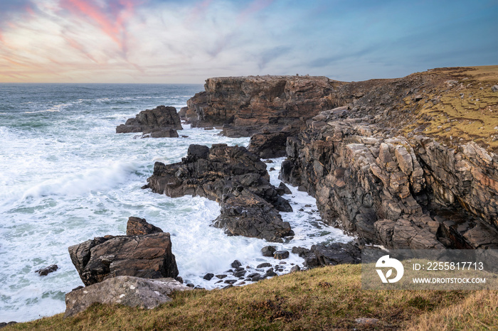 Rocky Scotish coastline near Mangersta, Isle of Lewis, UK