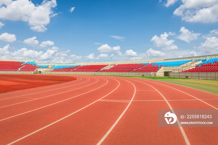 Red runway and seat scene in the stadium