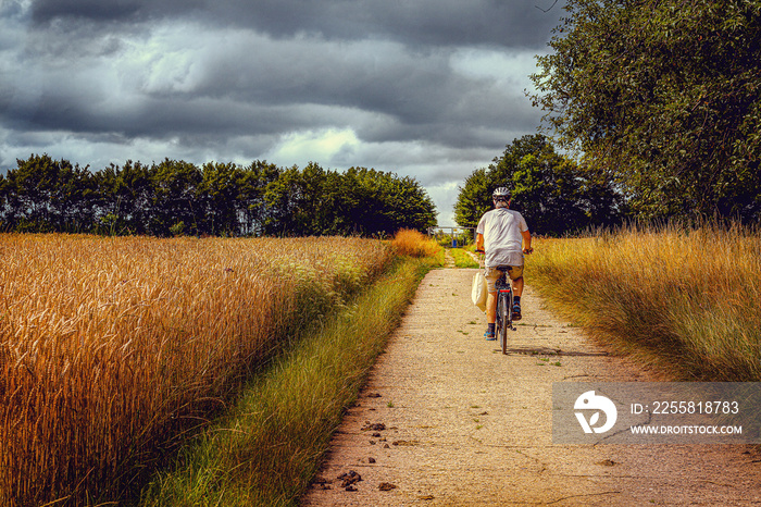 Fahrradfahrer auf der Landstraße