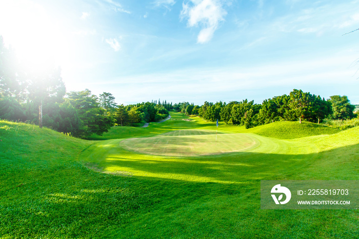 Golf course in the countryside.