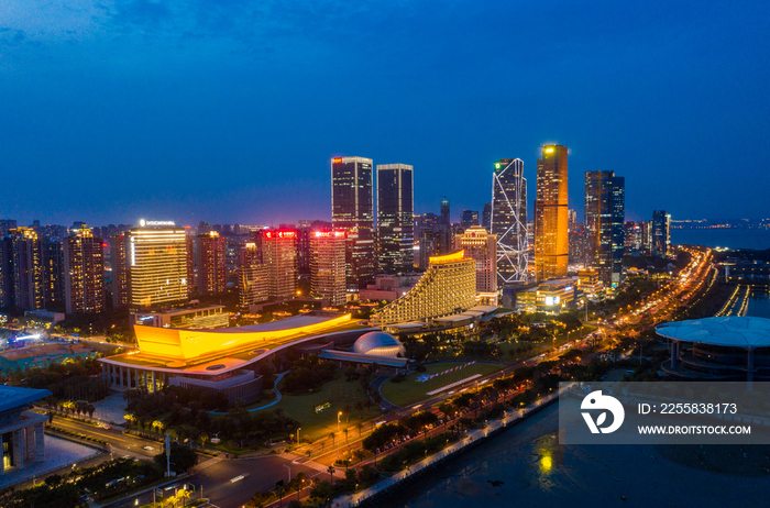 鸟瞰厦门城市夜景