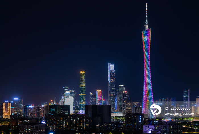 鸟瞰广州城市夜景