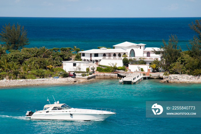 The Yacht And Residential House on Paradise Island