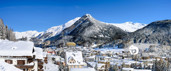 Landscape of winter resort Davos - the home of annual  World Economy Forum.