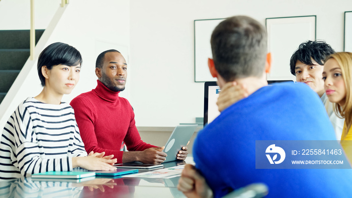 Group of multi racial people meeting in the office. Global business. Teamwork of business. Diversity