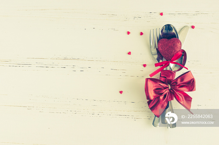 Valentines Day tabble setting with cutlery