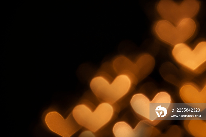 Valentines Day background with heart shaped bokeh lights