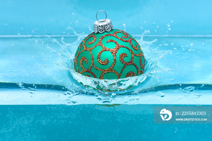 Christmas decoration or toy for Christmas tree swim in pool. Festive decoration for Christmas tree, 