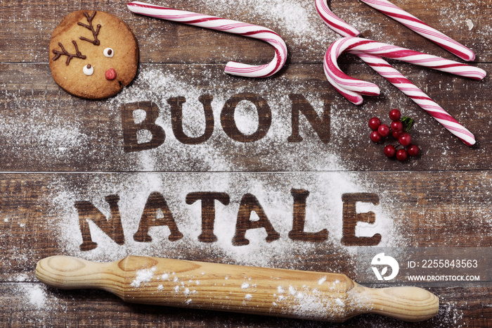 text buon natale, merry christmas in italian