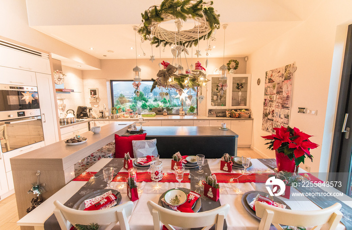 A beautifully decorated Christmas table in a modern home