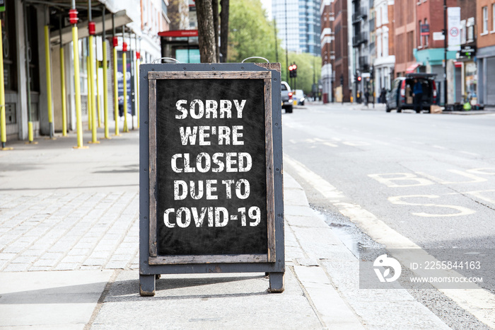 Sorry were CLOSED due to COVID-19. Foldable advertising poster