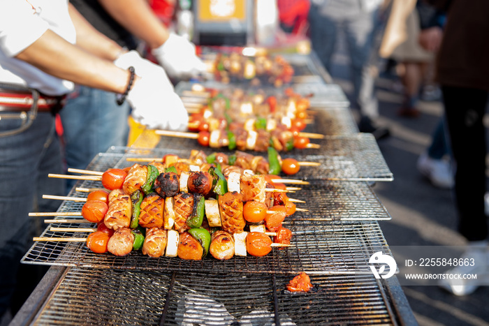 Food baked with sticks, Seoul street food, Korea.