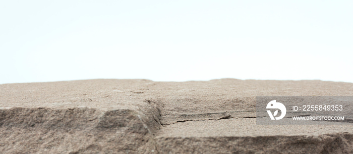 Stone front blurred board empty table on white background, for product display, Blank for mockup des