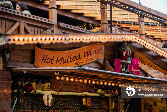 Christmas Market near Town Hall on Albert Square in Manchester,