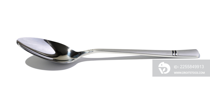 Metal spoon for soup on a white isolated background