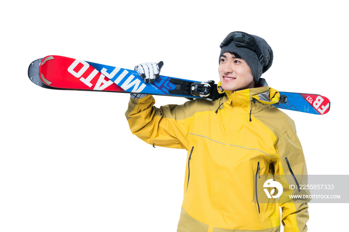 年轻男子滑雪
