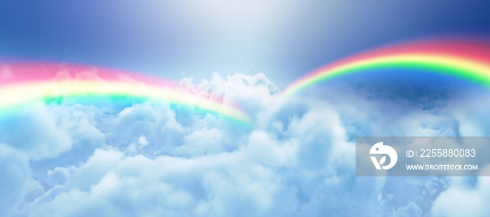 Composite image of graphic image of double rainbow