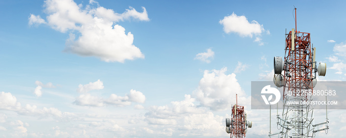 Signal tower on blue sky