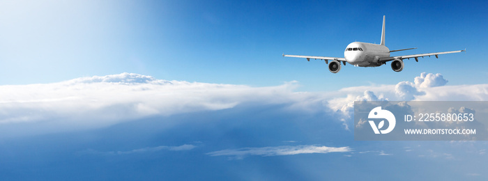 Airplane in the blue sky