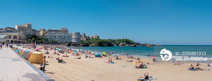 View of Biarritz beach by the Atlantic ocean, France