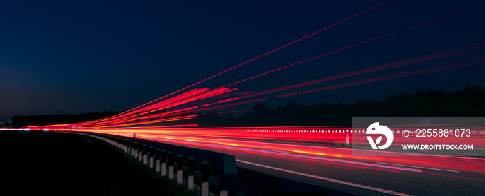 lights of cars with night. long exposure, light lines