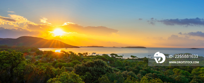 View of famous Palombaggia beach at sunrise