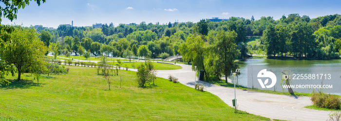 Panorama in Tineretului Park, near downtown Bucharest, Romania