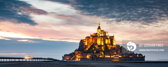 tidelands with Mont Saint-Michel, English Channel, Way of St. James, Route of Santiago de Compostela, Basse-Normandie, France