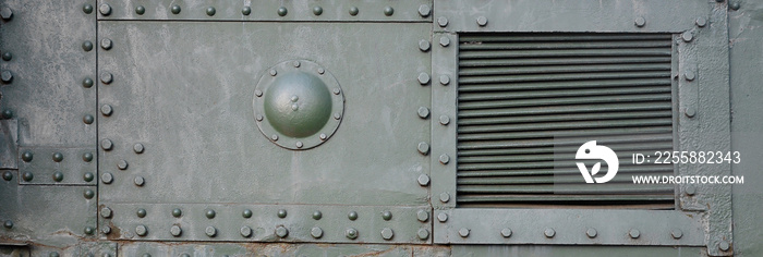 Abstract green industrial metal textured background with rivets and bolts