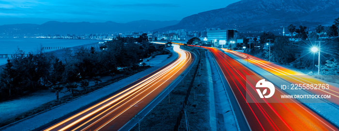 Long exposure photo of traffic on the move