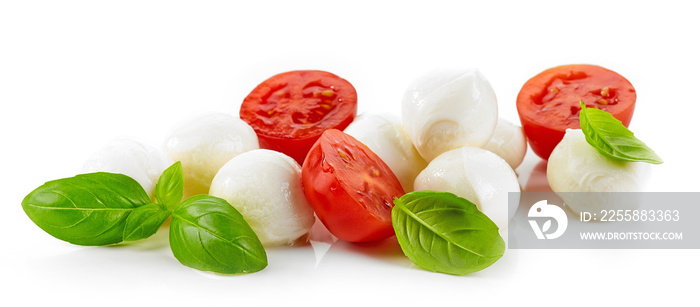 Mozzarella cheese balls with tomato and basil